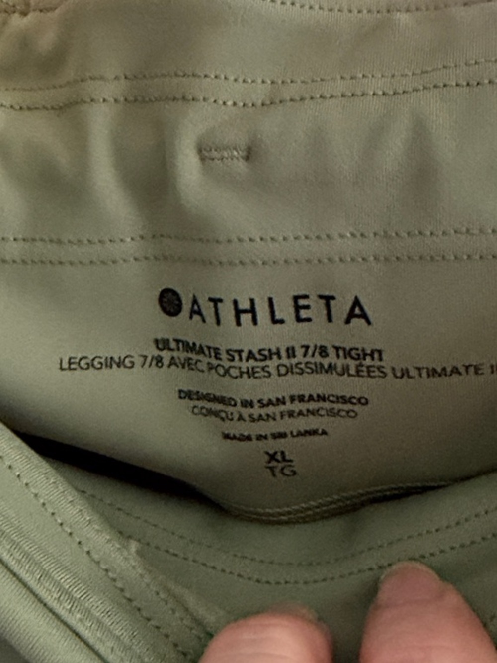 Athleta Ultimate Stash II Sage Green 7/8 High-Rise Leggings